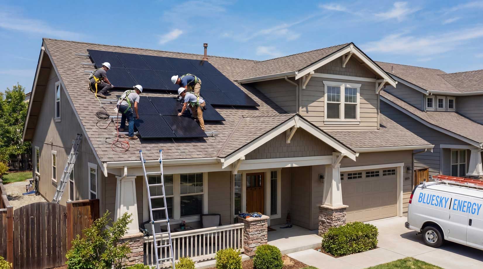 Residential solar panel installation with BlueSky Energy
